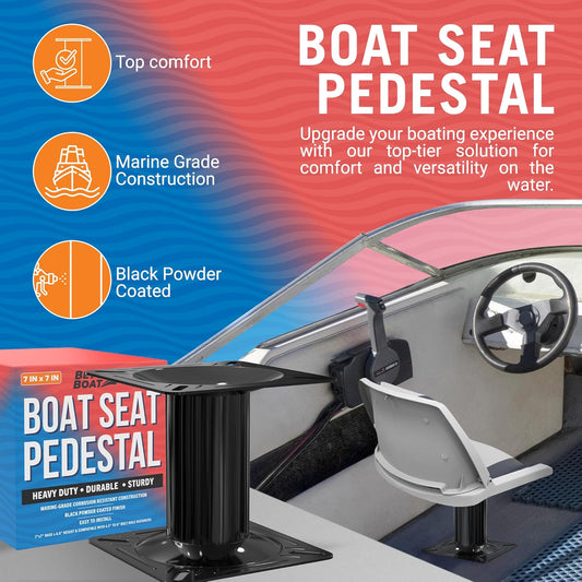 Boat Seat Pedestal Mount, 6.8" Riser Base, Compatible with Jon and Bass Boat Seats, Chair Post Base Kit, Plate Stand, and Seat Extension