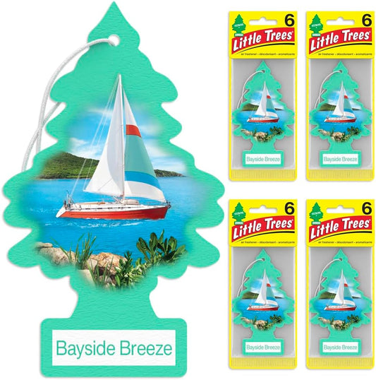LITTLE TREES Air Fresheners Car Air Freshener. Hanging Tree Provides Long Lasting Scent for Auto or Home. Bayside Breeze, 24 Air Fresheners