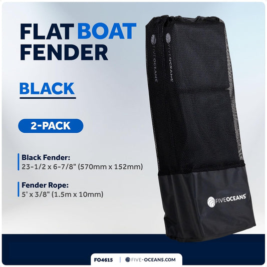 Five Oceans Contour Fender – 24-Inch Boat Fenders with 3/8" X 5' Fender Line, Waterproof PVC Fabric, Includes Storage Bag, Multiple Colors & Pack Options Available