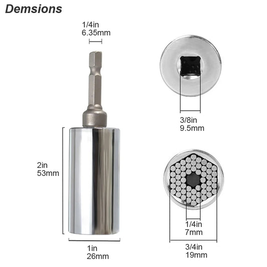 Universal Socket Wrench Torque Head Set Ratchet Super Sleeve Gadget