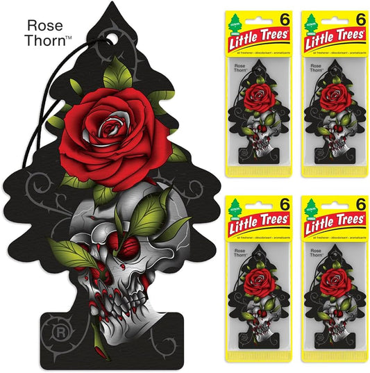 LITTLE TREES Air Fresheners Car Air Freshener. Hanging Tree Provides Long Lasting Scent for Auto or Home. Rose Thorn, 24 Air Fresheners