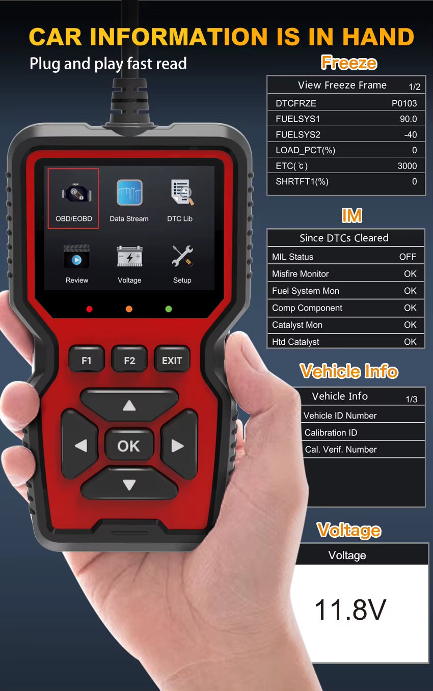 V519 OBD2 Scanner Live Data Professional Mechanic Diagnostic Code Reader Tool Clear Fault Code Reader Automotive Scanner