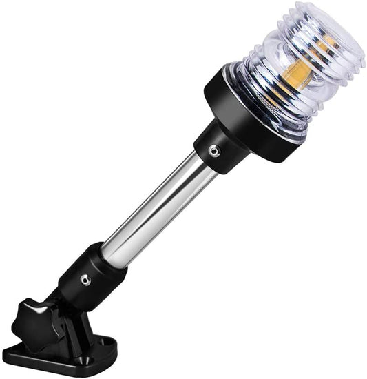 White LED Fold down Boat Stern Light Boat Anchor Light for Pontoon and Fishing Boat (12")