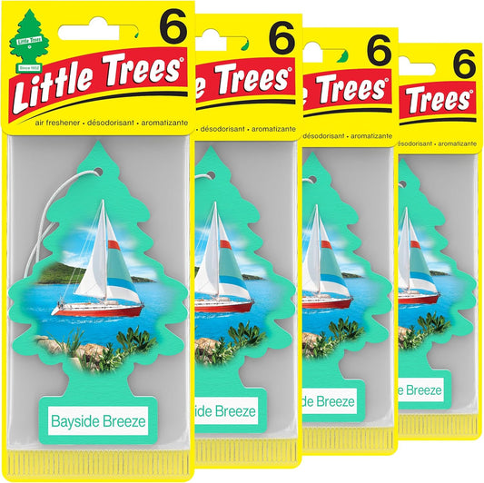 LITTLE TREES Air Fresheners Car Air Freshener. Hanging Tree Provides Long Lasting Scent for Auto or Home. Bayside Breeze, 24 Air Fresheners