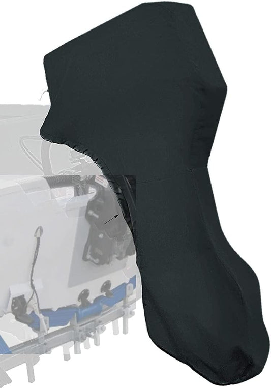 Boat Motor Covers 250-350 HP, Full Outboard Motor Cover, 600D Heavy Duty Fabric, Waterproof, Black Outboard Boat Engine Cover