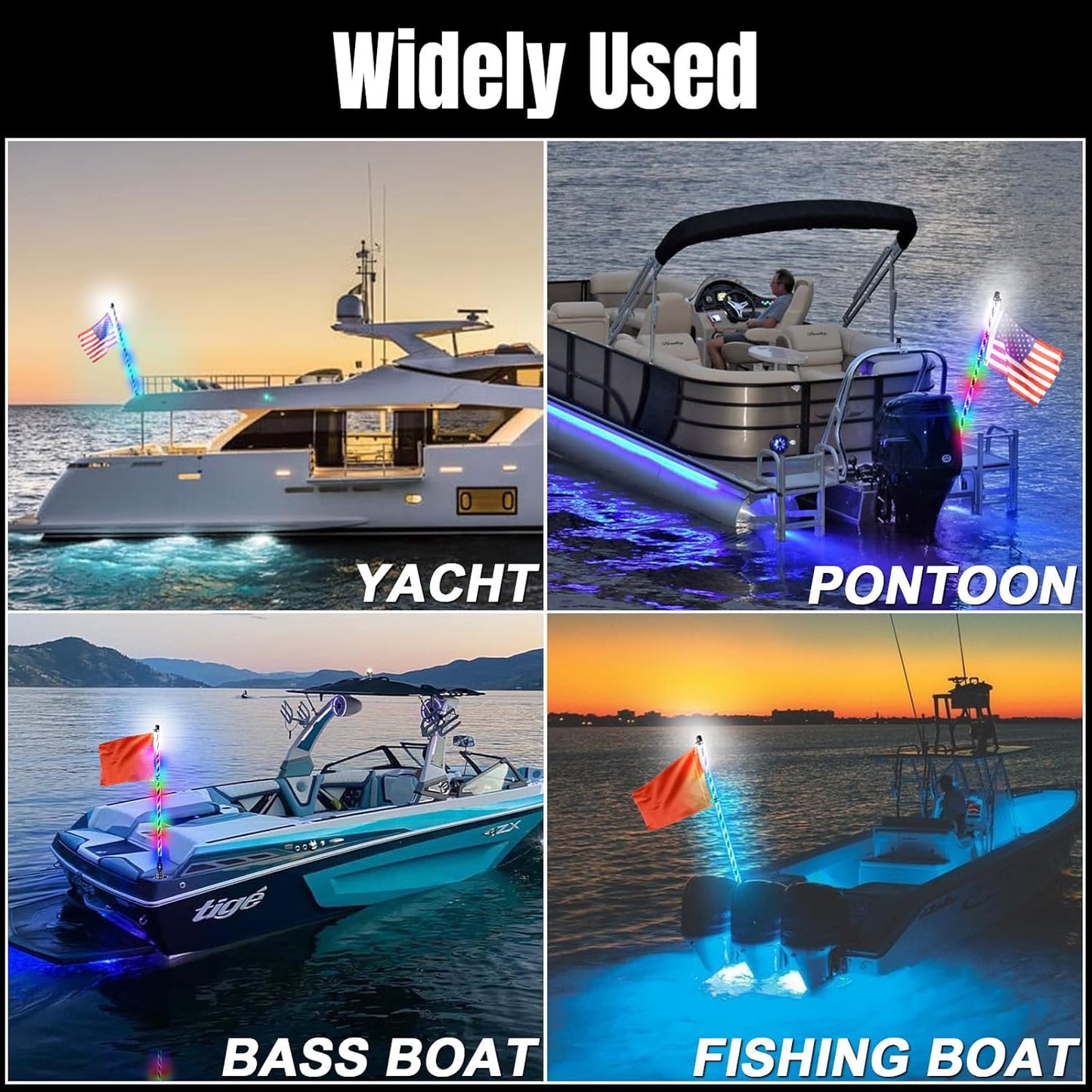 5FT Nav Lights for Boat, Plug-In Base Boat Whip Light, Chasing Color Boat Navigation Light with Remote Control, LED Boat Light Anchor Boat Accessories