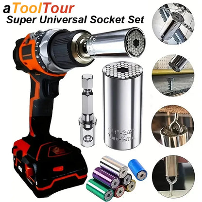 Universal Socket Wrench Torque Head Set Ratchet Super Sleeve Gadget