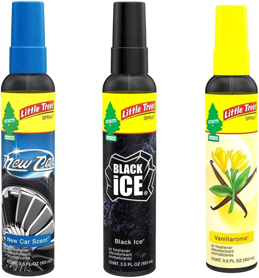 Little Trees Spray for Car, Home, RV, Van, Trucks Air Freshener - Little Trees 3.5 Oz. Spray Assorted Scents AHSR Products Bundle | Black Ice | New Car Scent | Vanillaroma