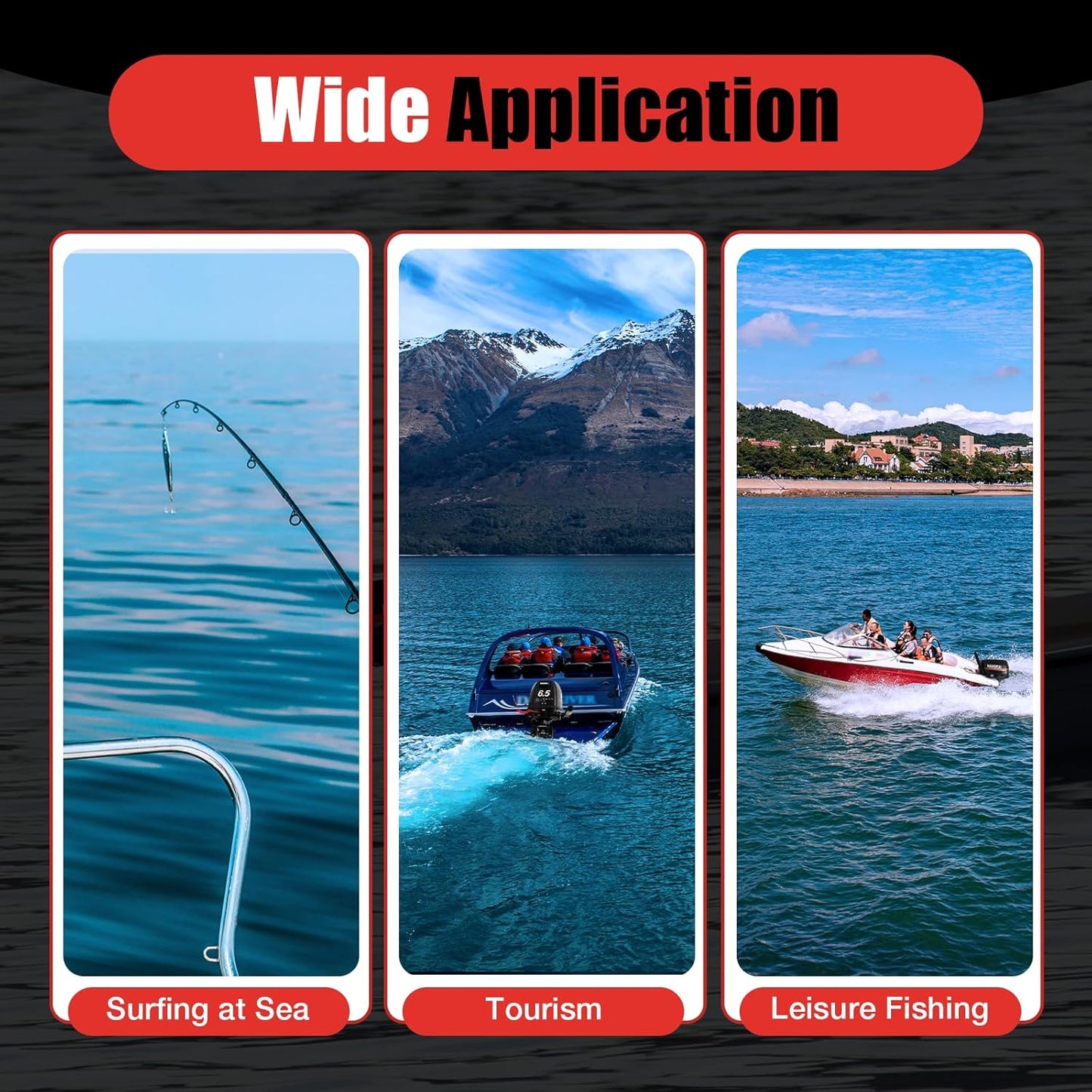 4 Stroke Outboard Motor, 123CC 6.5HP Boat Motor Boat Engine Motor, Heavy Duty Outboard Boat Motor Inflatable Marine Fishing Boat Yacht Engine (Fuel Tank and Hoses Not Included)