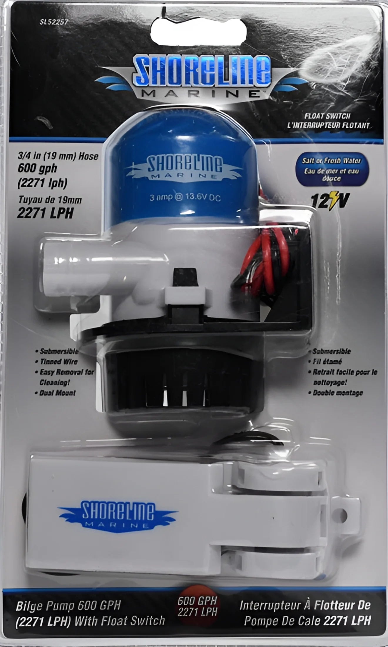 Bilge Pump with Auto-Float Switch 600 GPH 3/4 In.