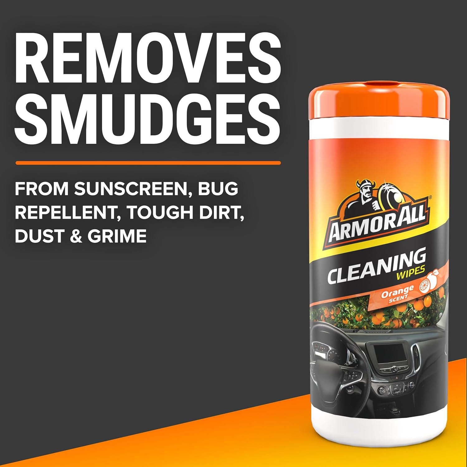 Armor All Car Interior Cleaner Wipes , Car Cleaning Wipes with Orange Cleans Dirt and Dust in Cars, Trucks and Motorcycles, 25 Count
