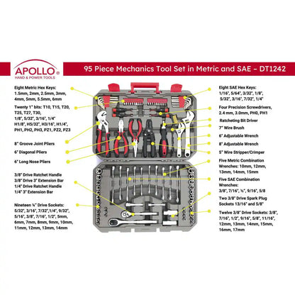 1/4 In. X 3/8 In. Mechanics Tools Set with Carrier Included (95-Pieces)