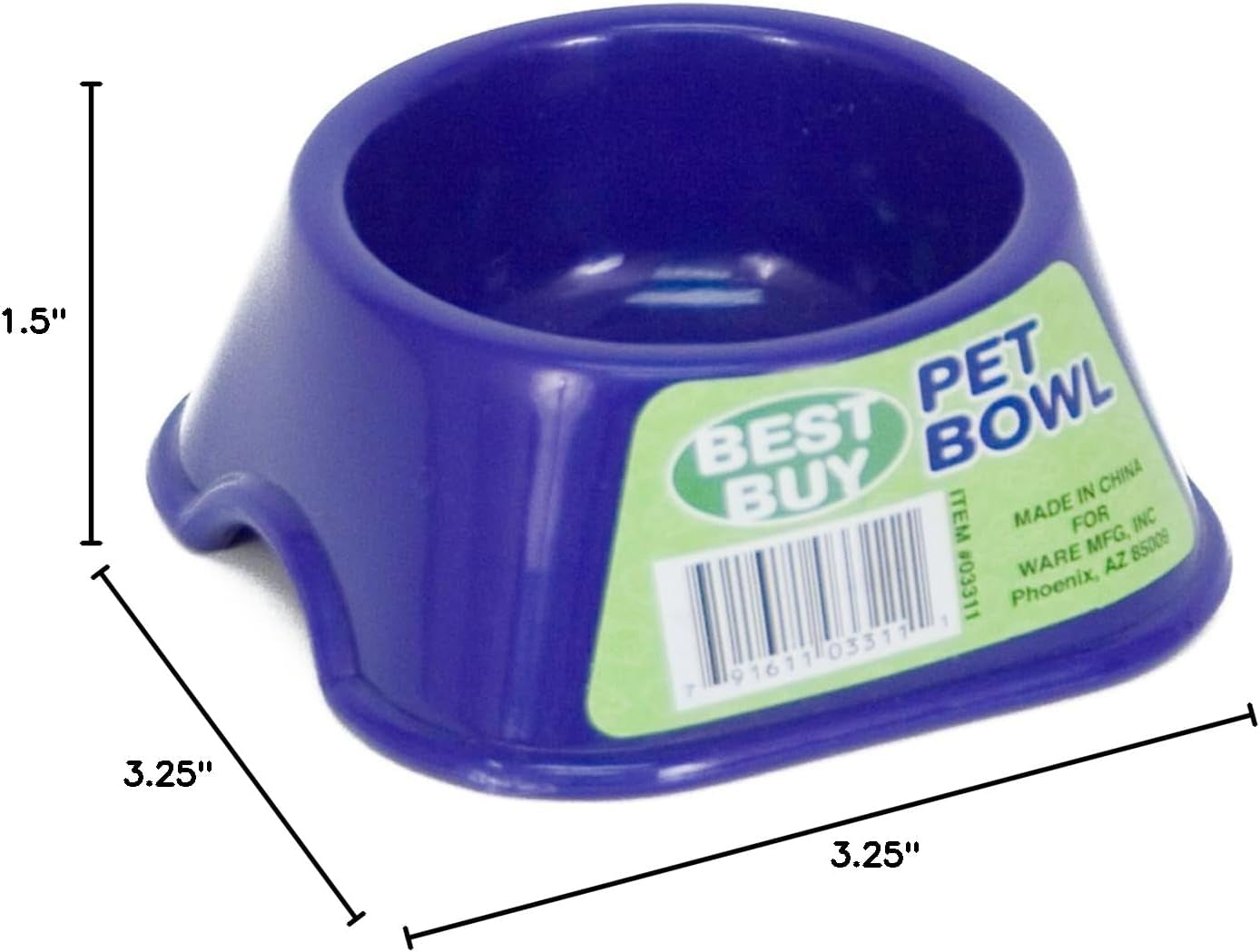 Ware Manufacturing Best Buy Plastic Pet Bowl for Small Pets - Small