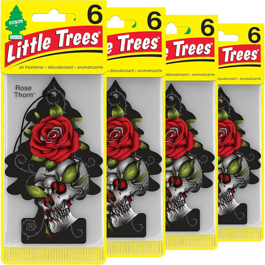 LITTLE TREES Air Fresheners Car Air Freshener. Hanging Tree Provides Long Lasting Scent for Auto or Home. Rose Thorn, 24 Air Fresheners